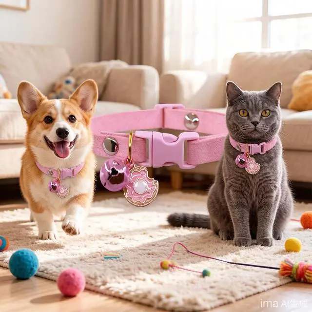 Alt view image 2 of 5 - Pink Puppy Collar with Bells, Xs Dog Collar Girls, Cute Cat Collar with Bells for XXS Xs Small Tiny Female Dogs Pet Kitten Animal, XXSmall