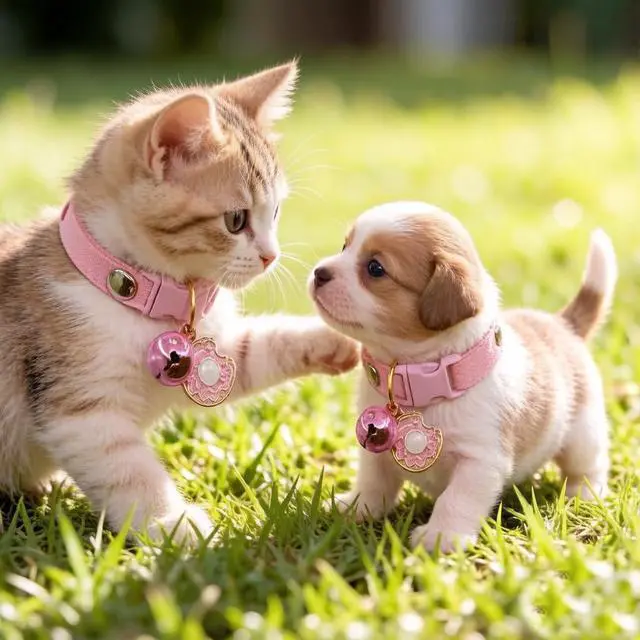 Alt view image 3 of 5 - Pink Puppy Collar with Bells, Xs Dog Collar Girls, Cute Cat Collar with Bells for XXS Xs Small Tiny Female Dogs Pet Kitten Animal, XXSmall