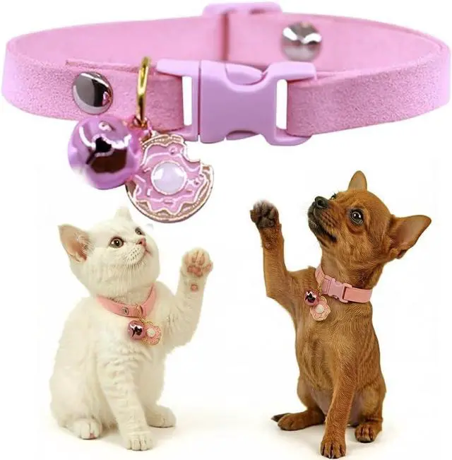 Main image of Pink Puppy Collar with Bells, Xs Dog Collar Girls, Cute Cat Collar with Bells for XXS Xs Small Tiny Female Dogs Pet Kitten Animal, XXSmall