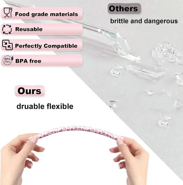 Alt view image 4 of 7 - UWAYEXRA 40oz Replacement Straws 8 Pack | Tumbler Leopard Straws, Cheetah Iced Coffee 12 Inches Extra Long Drinking Reusable, WM-2307-3
