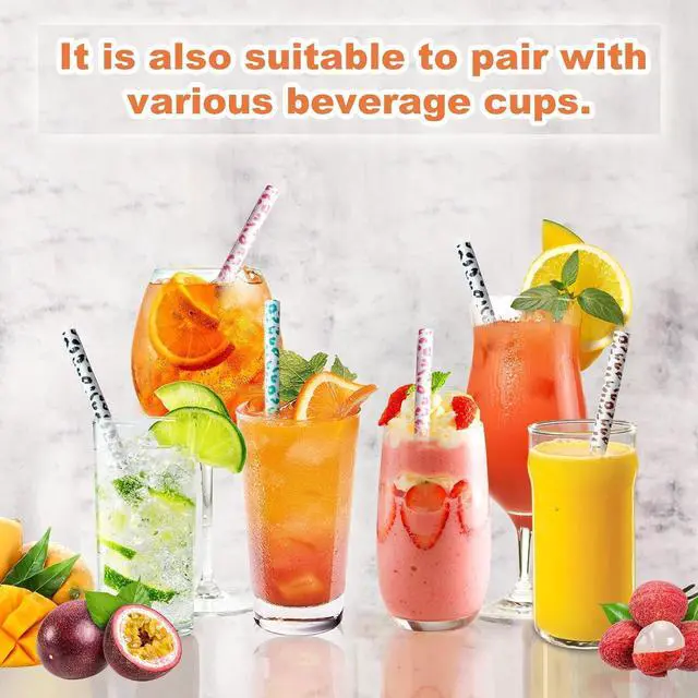 Alt view image 6 of 7 - UWAYEXRA 40oz Replacement Straws 8 Pack | Tumbler Leopard Straws, Cheetah Iced Coffee 12 Inches Extra Long Drinking Reusable, WM-2307-3