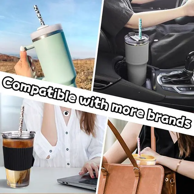 Alt view image 7 of 7 - UWAYEXRA 40oz Replacement Straws 8 Pack | Tumbler Leopard Straws, Cheetah Iced Coffee 12 Inches Extra Long Drinking Reusable, WM-2307-3