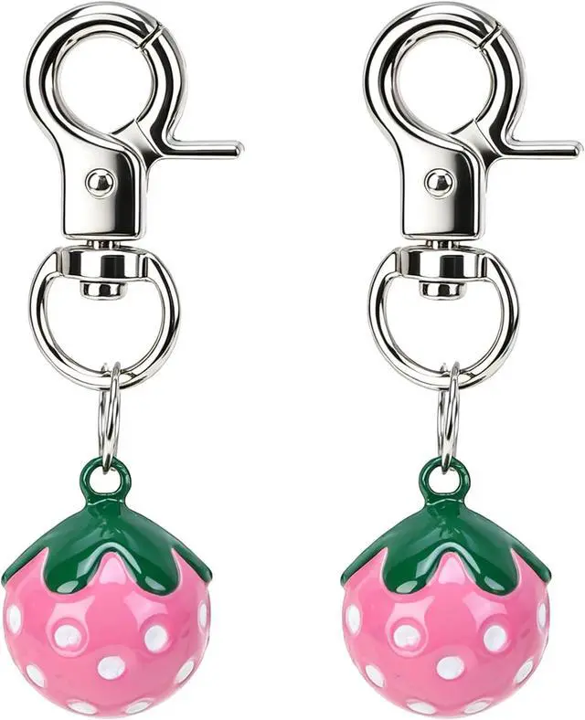 Main image of EXPAWLORER Pet Bells for Dog Cat Collar Charm - 2 Pack Cat Collar Accessories Bells Loud, Pet Jingle Ornament Training Pendant Neck Decoration Strawberry Shaped, Tracker for Saving Birds, Pink