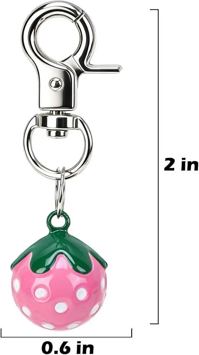 Alt view image 2 of 6 - EXPAWLORER Pet Bells for Dog Cat Collar Charm - 2 Pack Cat Collar Accessories Bells Loud, Pet Jingle Ornament Training Pendant Neck Decoration Strawberry Shaped, Tracker for Saving Birds, Pink