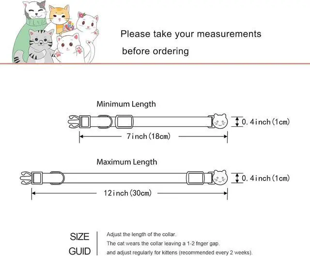 Alt view image 5 of 5 - Yizepet Cat Collars with Bells, Breakaway Kitten Collar, Cute Kitty Collar, Pet Supplies Accessories