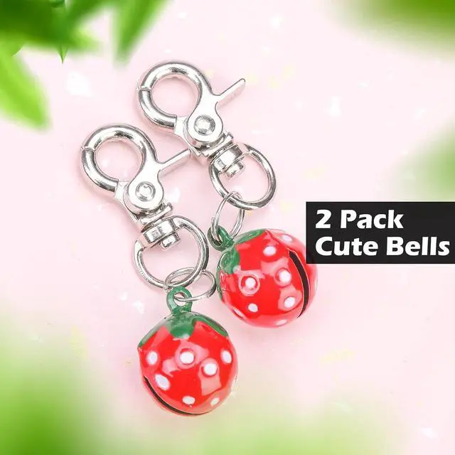 Alt view image 5 of 7 - EXPAWLORER Cat Bell 2 Pack, Cat Collar Accessories Bells for Cats Dogs | Pet Bell Jingle Collar Charm Ornament Training Pendant Jewelry with Buckle, Loud Tracker for Saving Birds, Strawberry