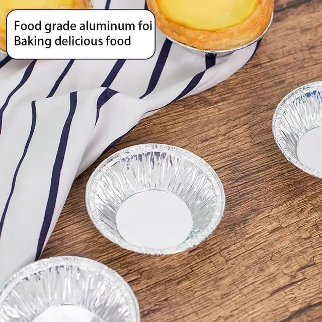 Alt view image 4 of 7 - 100Pcs Silver Mini Pie Tins, Round Tart Pie Foil Pan Disposable Foil Tart Pans, Aluminum Pans for Baking
