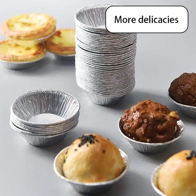 Alt view image 6 of 7 - 100Pcs Silver Mini Pie Tins, Round Tart Pie Foil Pan Disposable Foil Tart Pans, Aluminum Pans for Baking