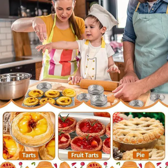 Alt view image 7 of 7 - 100Pcs Silver Mini Pie Tins, Round Tart Pie Foil Pan Disposable Foil Tart Pans, Aluminum Pans for Baking