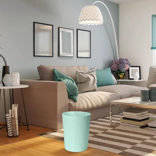 Alt view image 6 of 7 - Small Trash Can - Plastic Waste basketbin for Office,Home,Bathroom,Kitchen - 1.8 Gallon - Green