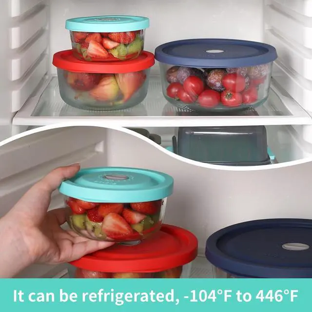 Alt view image 5 of 7 - Replacement Lids for Pyrex 7201-PC 4 Cup, Silicone Round Storage Cover Lid for Anchor Hocking Glass Bowl 4 Pack with Date Mark Turquoise