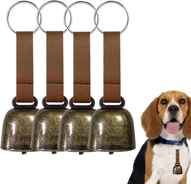Main image of 4 PCS Loud Bear Bells with Leather Button Strap Dog Collar Bell Pet Bells Tracker Noise Maker Anti-theft Bell Strap and Pet Anti- Lost Silver Pendant ID Tags for Pet Pendant Accessories Decorative