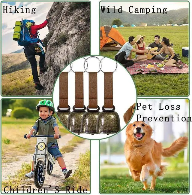 Alt view image 7 of 7 - 4 PCS Loud Bear Bells with Leather Button Strap Dog Collar Bell Pet Bells Tracker Noise Maker Anti-theft Bell Strap and Pet Anti- Lost Silver Pendant ID Tags for Pet Pendant Accessories Decorative