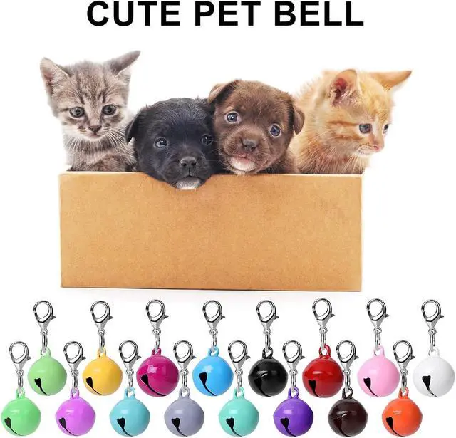 Alt view image 2 of 7 - Molain 16 Pcs Cat Dog Collar Bells, Jingle Bell for Cat Collar, Dog Collar Charms, Colourful Pet Small Bells with Clasps, Pet Collar Accessories, Festival Party DIY Crafts Decoration