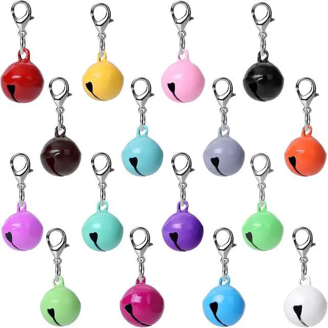 Alt view image 7 of 7 - Molain 16 Pcs Cat Dog Collar Bells, Jingle Bell for Cat Collar, Dog Collar Charms, Colourful Pet Small Bells with Clasps, Pet Collar Accessories, Festival Party DIY Crafts Decoration
