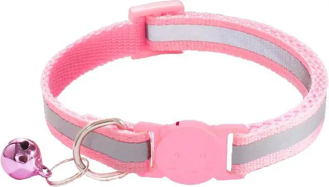 Alt view image 4 of 5 - 2 Pack Breakaway Cat Collars with Bells, Reflective Design and Claw Print Design, Safety Buckle, Adjustable 7.5-12.5 Inches for Kittens & Cats (Pink)