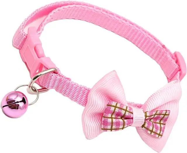 Main image of Dog Collars for Small Dogs with Bell, Cat Collar with Bells, Pink XS XXS | Bowtie Small Dog Collar With Bell, Girl Puppy Collar For XXS XS Tiny Pet Female Dogs, Neck 7-12Inch
