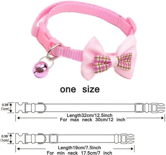 Alt view image 5 of 6 - Dog Collars for Small Dogs with Bell, Cat Collar with Bells, Pink XS XXS | Bowtie Small Dog Collar With Bell, Girl Puppy Collar For XXS XS Tiny Pet Female Dogs, Neck 7-12Inch