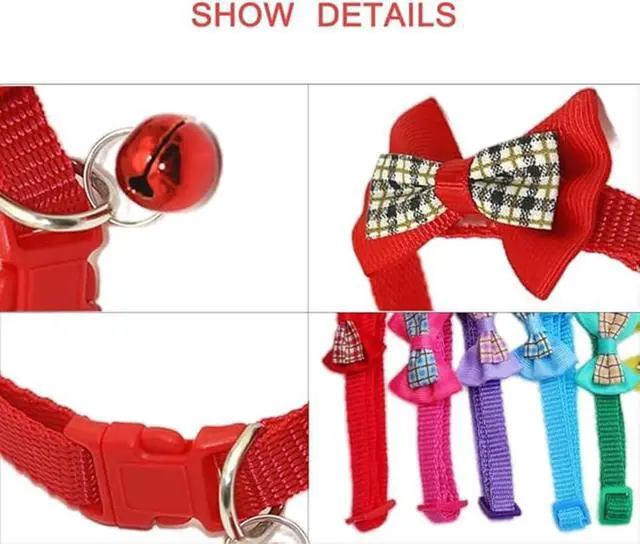 Alt view image 6 of 6 - Blue Small Dog Collar with Bell 2-Pack Bow Tie Puppy Collar with Bells for Boys Flower Kitten Cat Collars for Tiny Little XXS XS XSmall Extra Small Breed Pets Dogs Male, X-Small