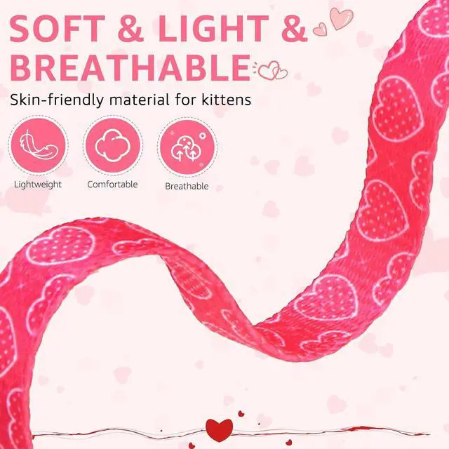 Alt view image 4 of 7 - SCENEREAL Valentine's Day Cat Bandana Collars with Bell Bowtie - 2 Pack Breakaway Pink Kitten Collars, Adjustable Cute Love Heart Pet Accessories for Cats Small Dogs
