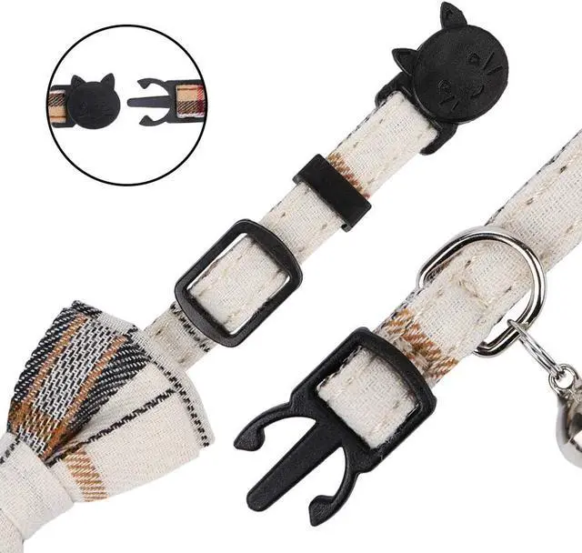 Alt view image 3 of 6 - Faleela Breakaway Cat Collar with Bells - 2 Pack Cat Collar with Bells, Cat Collars with Bandana, Accessories for Pet Collars, Adjustable for Cats and Small Dogs