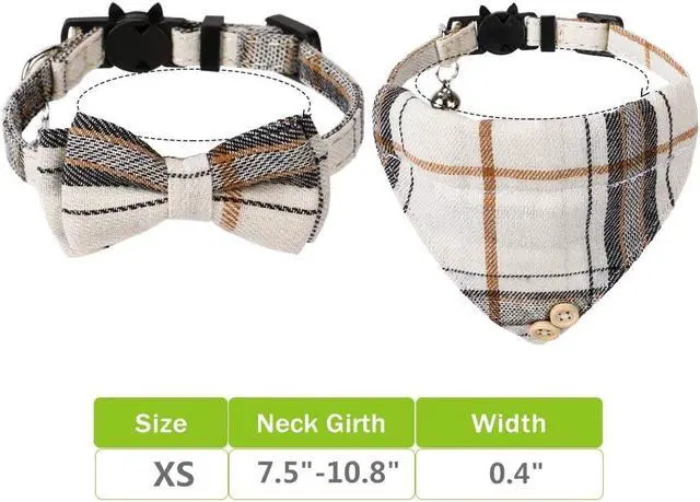 Alt view image 4 of 6 - Faleela Breakaway Cat Collar with Bells - 2 Pack Cat Collar with Bells, Cat Collars with Bandana, Accessories for Pet Collars, Adjustable for Cats and Small Dogs
