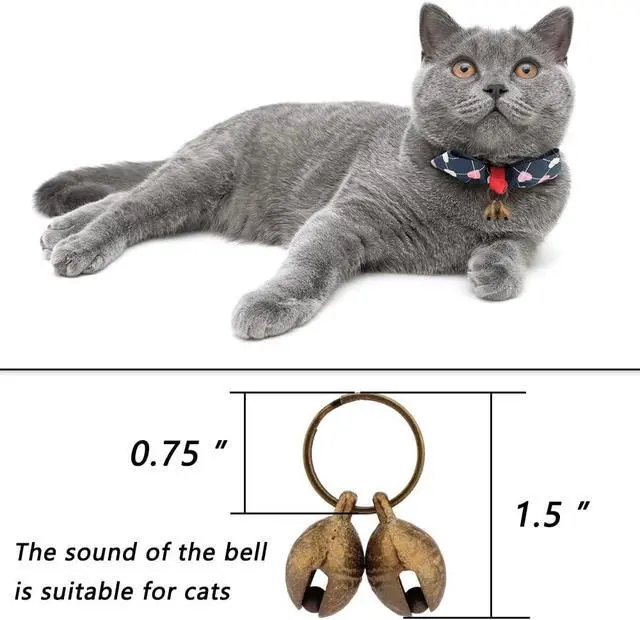 Alt view image 3 of 7 - kcrygogo Bells for Cat Collars - 2 Pack Copper Bells for Little Dogs & Cats Noise Maker Anti-Theft Bell Come with Silver Pet Anti-Lost ID Pendant Tags (2Set)