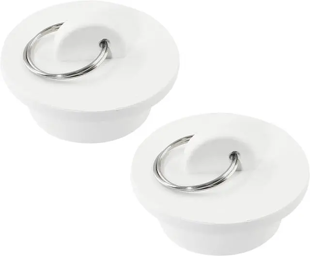 Main image of 2Pcs White Rubber Drain Stoppers, 1-3/8 Inch | Rubber Sink Plug Sink Stopper Drain Plug, Hanging Ring, Kitchen Laundry Bathroom Bathtub, Fits 33.1-35.1mm