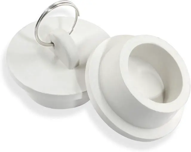 Alt view image 3 of 5 - 2Pcs White Rubber Drain Stoppers, 1-3/8 Inch | Rubber Sink Plug Sink Stopper Drain Plug, Hanging Ring, Kitchen Laundry Bathroom Bathtub, Fits 33.1-35.1mm