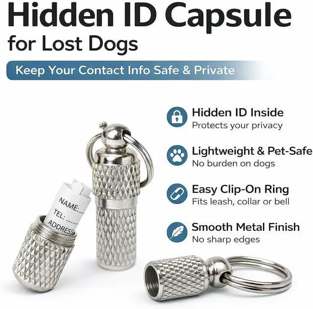 Alt view image 7 of 7 - kcrygogo Bells for Cat Collars - 2 Pack Copper Bells for Little Dogs & Cats Noise Maker Anti-Theft Bell Come with Silver Pet Anti-Lost ID Pendant Tags (2Set)