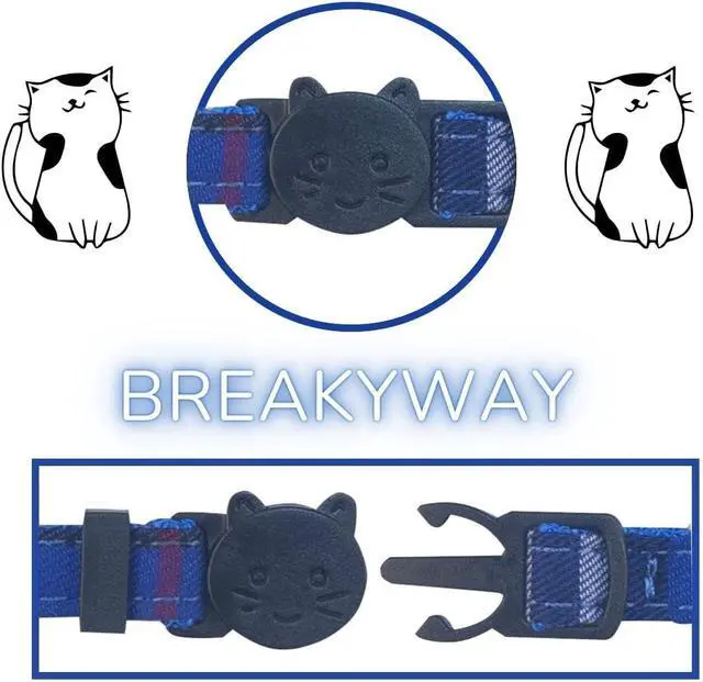 Alt view image 3 of 5 - SuperBuddy Cat Collars Breakaway with Cute Bow Bell - 2 Pack Kitten Collar Plaid Cat Collar with Removable Bowtie Cat Collar for Cats Kittens