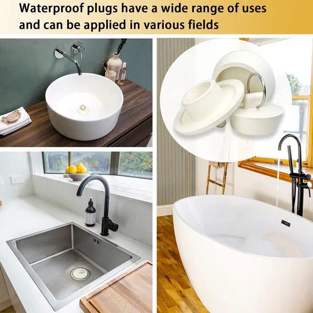 Alt view image 5 of 7 - 6 Pack Drain Stopper, Rubber Sink Stopper with Pull Ring, 6 Sizes Kitchen Sink Drain Plug, Bathtub Drain Stopper for Bathroom, Laundry Sink, Shower, Pool, Water Seal Plug White