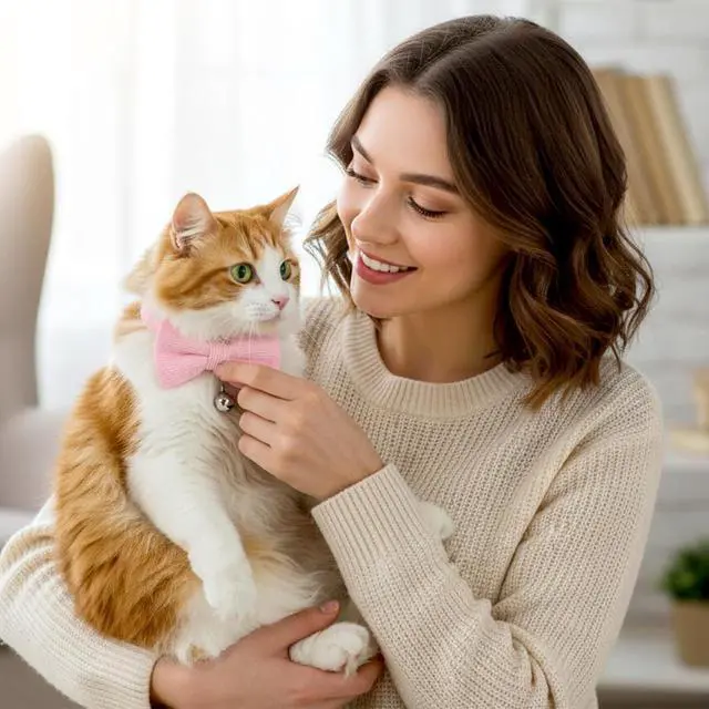 Alt view image 6 of 7 - Pink Cat Collar with Bow, Adjustable Breakaway Cat Collars for Girl Cats, Pink Kitten Collar with Bell, Cute Bow Kitten Collars Girl