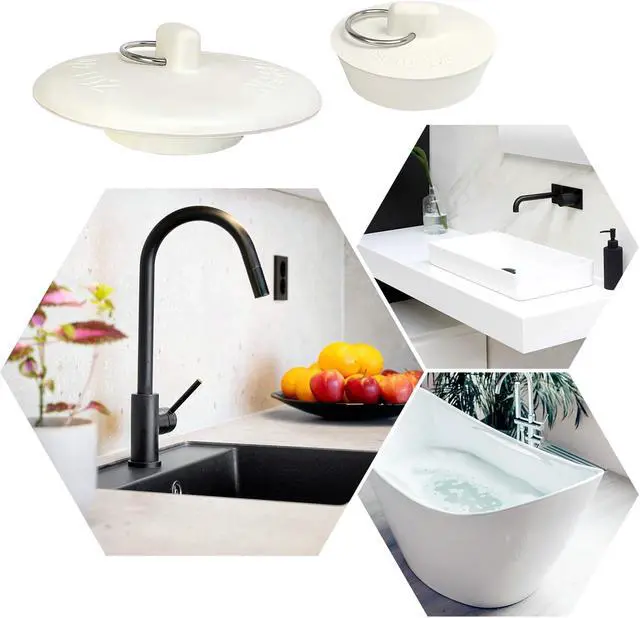 Alt view image 6 of 7 - 6 Pack Drain Stopper, Rubber Sink Stopper with Pull Ring, 6 Sizes Kitchen Sink Drain Plug, Bathtub Drain Stopper for Bathroom, Laundry Sink, Shower, Pool, Water Seal Plug White