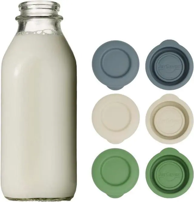 Main image of JARSAVER® Silicone Replacement Caps | 48mm Diameter Bottle Lids That Fit Perfectly Stanpac & Libbey Milk Glass Bottles | Reusable, Long-Lasting and Easy to Clean Bottle Caps (Multi Colour, 6 Pack)