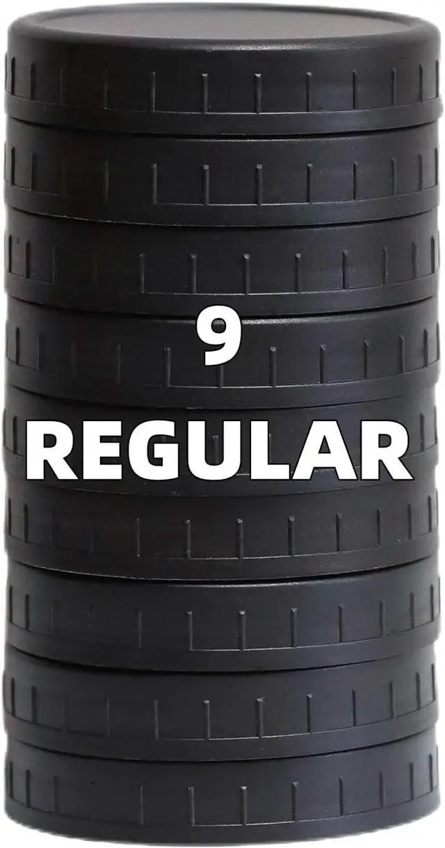 Main image of Bedgeta 9 Black Plastic Regular Mouth Mason Jar Lids with Silicone Ring,Thickened Leak-proof Lids Fit Ball,Kerr and More, 70mm(Black)