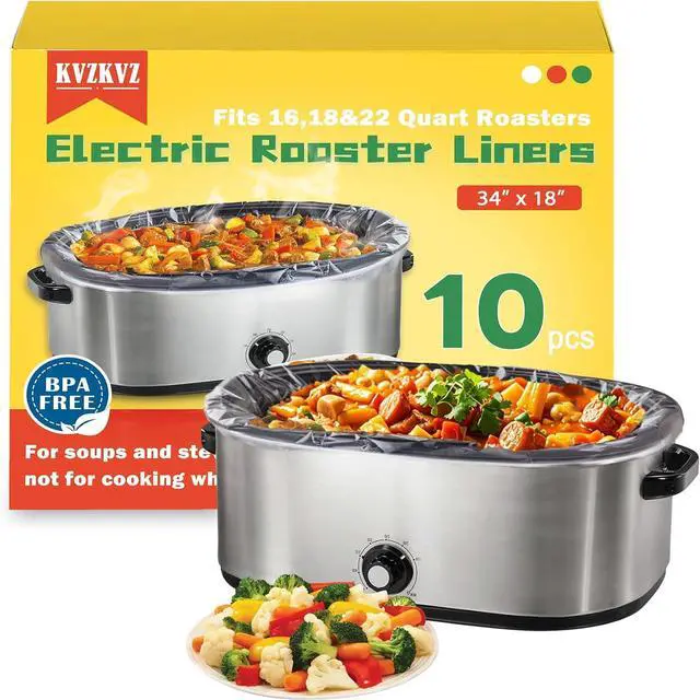 Main image of 10 Count Electric Roaster Liners, 34" × 18", Fits 16, 18, and 22 Quart | 34" × 18" Roaster Liners Disposable, Up to 350° F, Not Suitable for Baking, Food Grade Nylon Roaster Liners