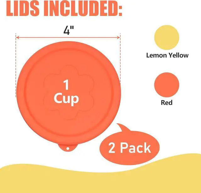 Alt view image 2 of 7 - 1 Cup Silicone Replacement Lids Storage Cover for Pyrex 7202-PC and Anchor Hocking Glass Bowls (Container not Included) 2 Pack Microwave, Dishwasher and Freezer Safe