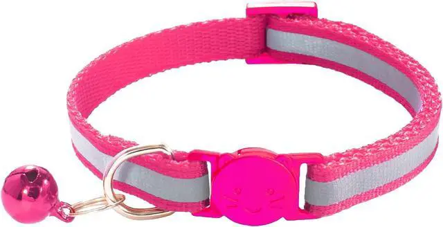 Alt view image 4 of 5 - 2 Pack Breakaway Cat Collars with Bells, Reflective Design and Claw Print Design, Safety Buckle Kitten Collars Adjustable from 7.5 to 12.5 Inches (Rose)