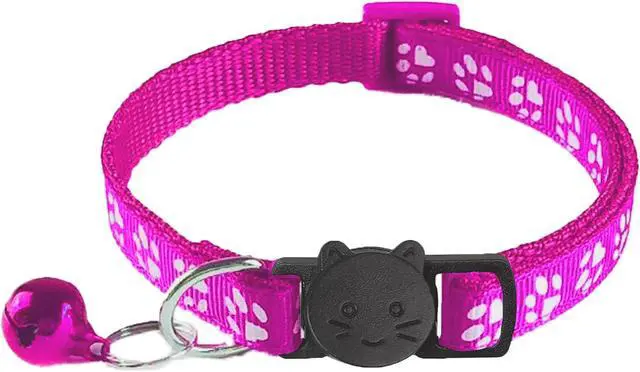 Alt view image 3 of 5 - 2 Pack Breakaway Cat Collars with Bells, Reflective Design and Claw Print Design, Safety Buckle Kitten Collars Adjustable from 7.5 to 12.5 Inches (Rose)
