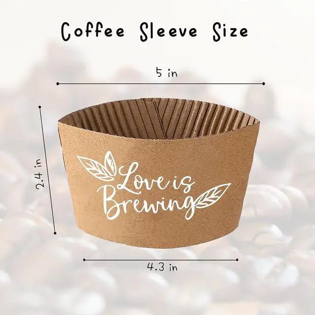 Alt view image 2 of 6 - 20 Counts Love Is Brewing, Coffee Cup Sleeves for Bridal Shower Decorations, Disposable for Hot corrugated paper Sleeves 12 16 or 20 oz Paper Cup - B01
