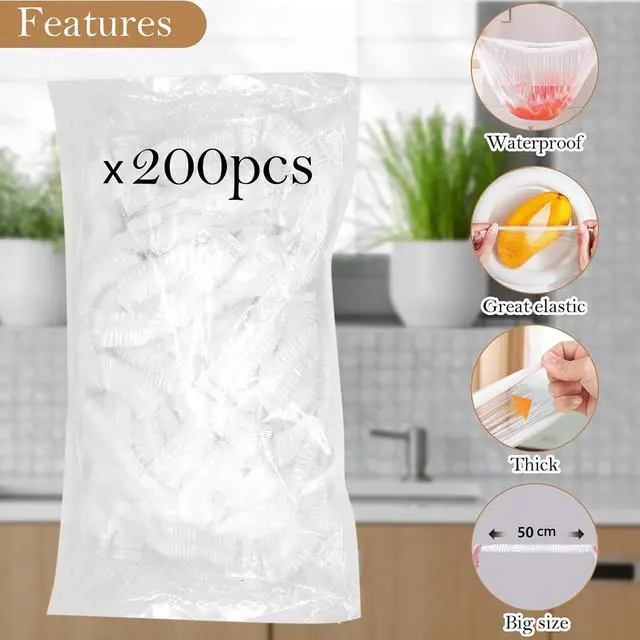 Alt view image 5 of 7 - 200pcs Reusable Shower Caps for Sourdough Bread Proofing, Plastic Covers With Elastic