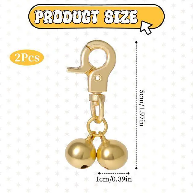 Alt view image 2 of 7 - Xthrotsenk 2 Pcs Gold Bells for Dog Collars Cat Bell for Pet Collar Pet Bell with Heavy Duty Snap Clips Pet Pendant Accessories Pet Christmas Gift Training Pet Collar Charms