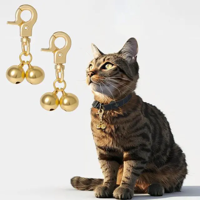 Alt view image 4 of 7 - Xthrotsenk 2 Pcs Gold Bells for Dog Collars Cat Bell for Pet Collar Pet Bell with Heavy Duty Snap Clips Pet Pendant Accessories Pet Christmas Gift Training Pet Collar Charms