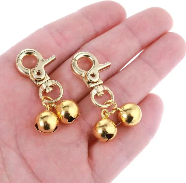 Alt view image 7 of 7 - Xthrotsenk 2 Pcs Gold Bells for Dog Collars Cat Bell for Pet Collar Pet Bell with Heavy Duty Snap Clips Pet Pendant Accessories Pet Christmas Gift Training Pet Collar Charms