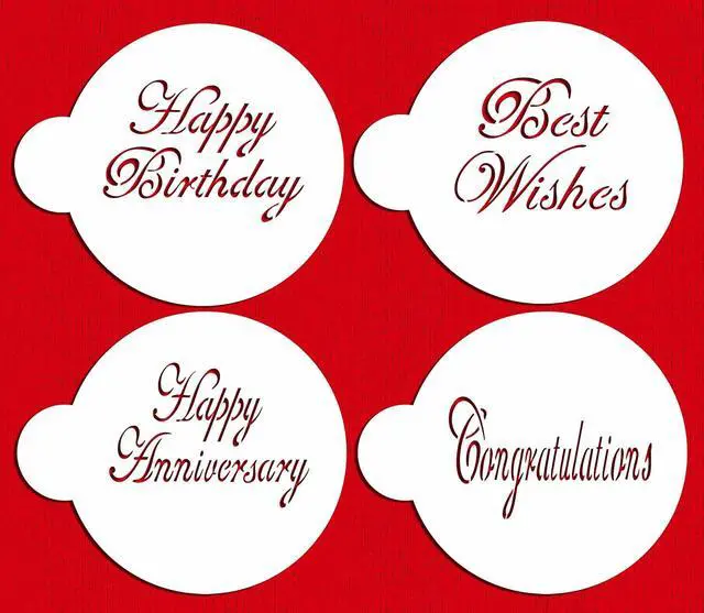 Alt view image 4 of 7 - Designer Stencils Script Celebration Cake Stencils Set, Beige/Semi-Transparent