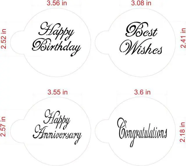 Alt view image 5 of 7 - Designer Stencils Script Celebration Cake Stencils Set, Beige/Semi-Transparent
