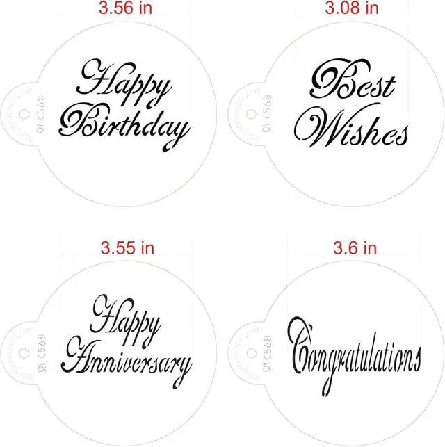Alt view image 7 of 7 - Designer Stencils Script Celebration Cake Stencils Set, Beige/Semi-Transparent