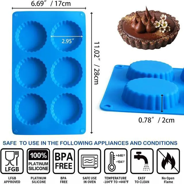 Alt view image 2 of 7 - Sidosir 3pcs Peanut Butter Cup Mold, Silicone Mini Tart Pan for Bite Size Fat Bombs, Silicone Chocolate Candy Mold for Brownie (Keto Cup)