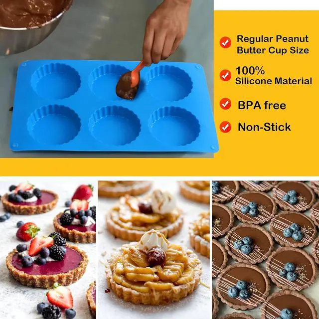 Alt view image 6 of 7 - Sidosir 3pcs Peanut Butter Cup Mold, Silicone Mini Tart Pan for Bite Size Fat Bombs, Silicone Chocolate Candy Mold for Brownie (Keto Cup)